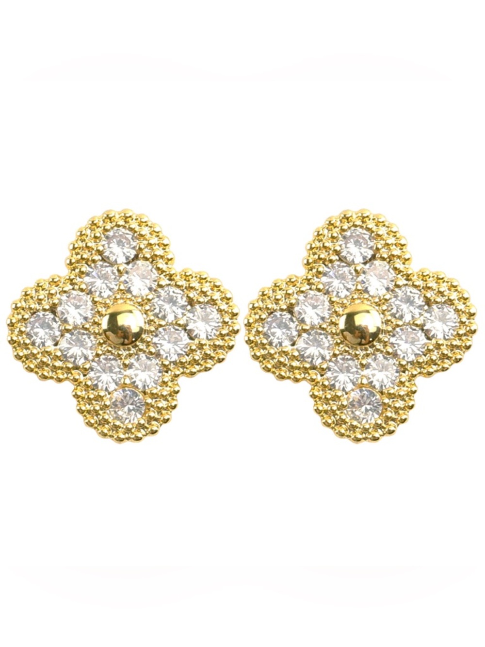 NIP PANACEA  PAVE CLOVER POST EARRING SET